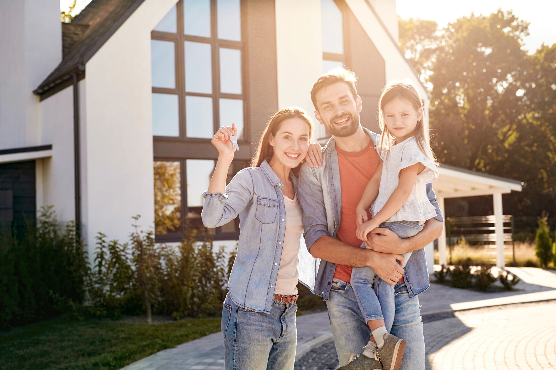 happy family in new home