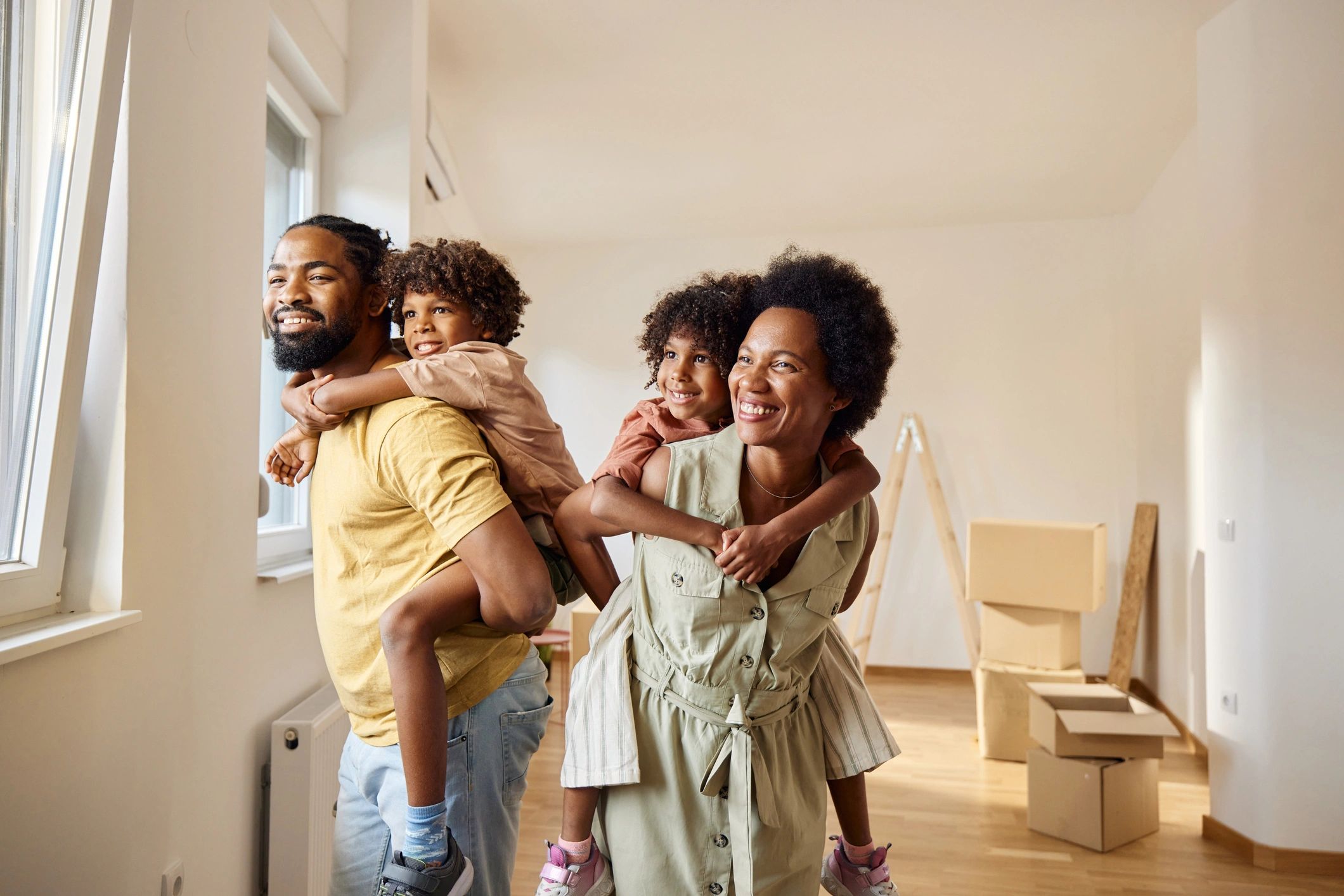 happy family in new home